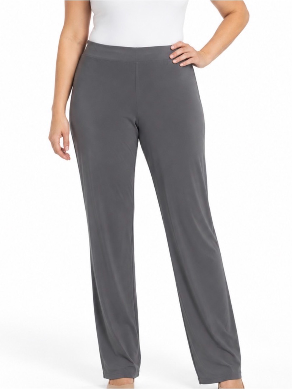 Susan Graver Essentials Tall Liquid Knit Pants, Size: LT, Sleek Grey A381641